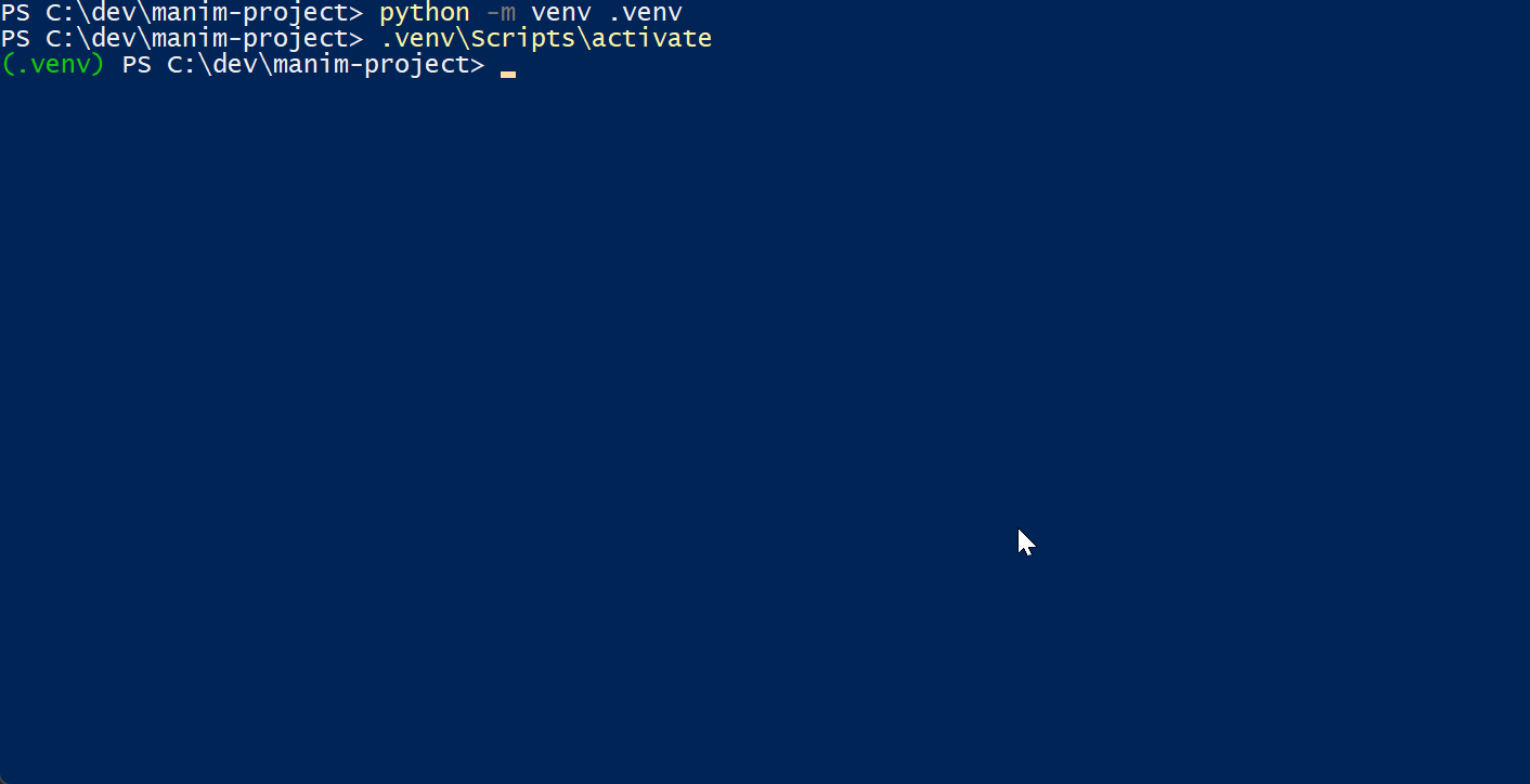 powershell screen create venv